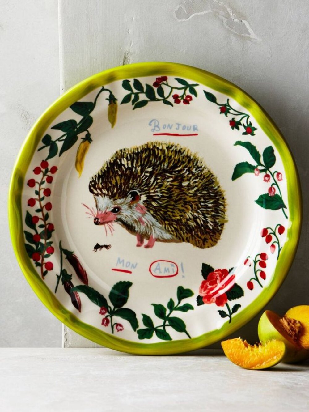 Anthropologie French Designer Nathalie Lete Hedgehog Plate NWOT